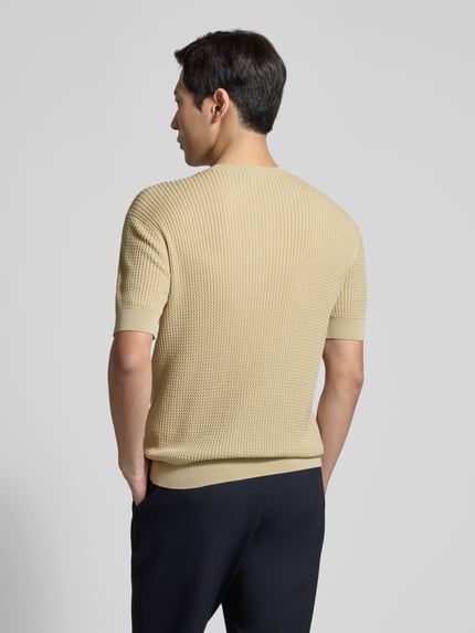 Emporio Armani Slim Fit T-Shirt mit Seiden-Anteil in Strick-Optik Offwhite 5