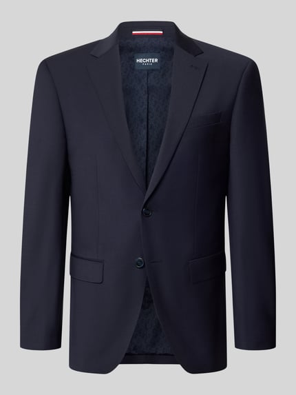 Produktfoto, dunkelblaues Slim Fit 2-Knopf-Sakko mit Pattentaschen von HECHTER PARIS, Schurwolle-Mix mit Stretch-Anteil, klare Linien