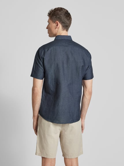 Jake*s Slim Fit Freizeithemd aus Leinen-Mix Jeansblau 5