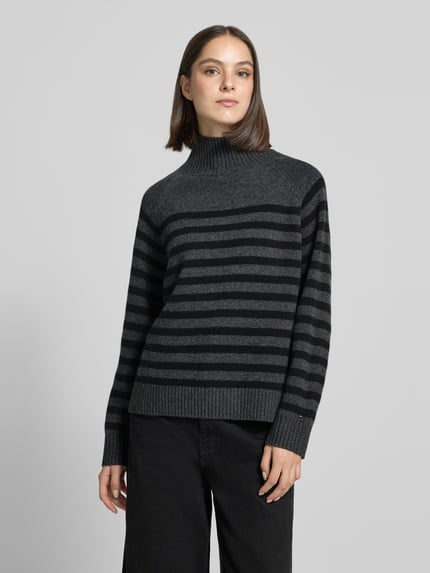 Tommy Hilfiger Regular fit col van wolmix met kasjmiergehalte Antraciet - 4