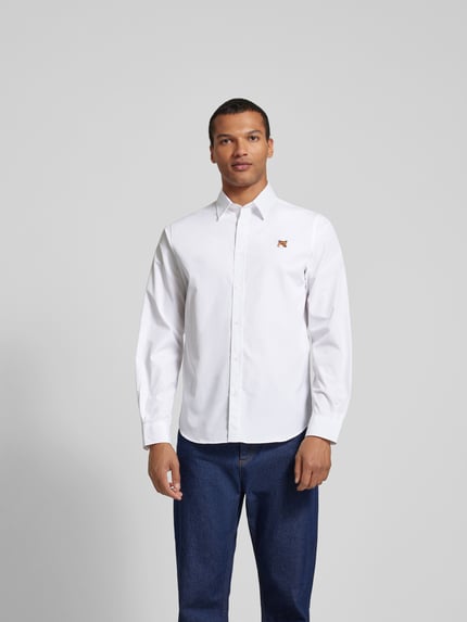 MAISON KITSUNÉ Freizeithemd mit Label-Stitching Weiss 4