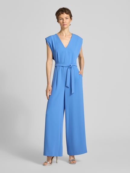 COMMA Jumpsuit mit V-Ausschnitt und Bindegürtel Royal 4