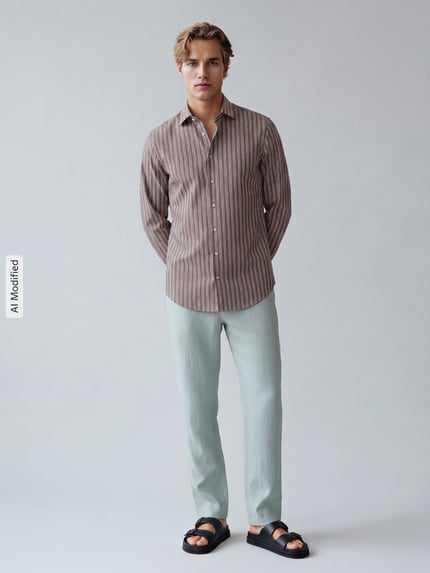 Männermodel trägt Slim Fit Businesshemd aus reiner Baumwolle Modell 'New Kent' von Seidensticker, Herren Businesshemd, Ganzkörperansicht von vorne.