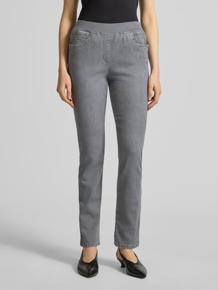 Raphaela By Brax Straight fit jeans met elastische band Lichtgrijs - 4