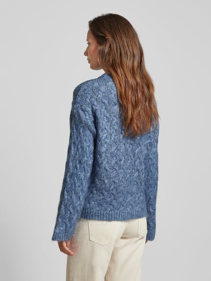 b.young Sweter z dzianiny ze ściegiem warkoczowym model ‘Omhu’ Niebieski 5