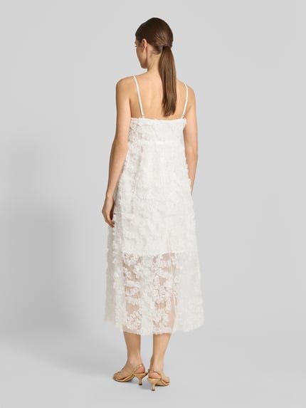 VILA Knielanges Kleid mit Strukturmuster Modell 'LEONORA' Offwhite 5
