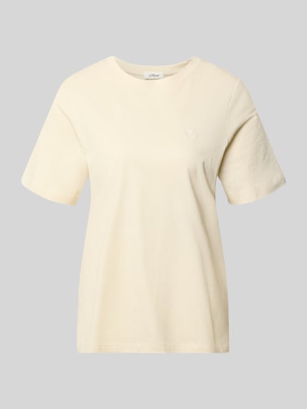 Produktfoto, Regular Fit T-shirt uit puur katoen van s.Oliver RED LABEL, look: effen, applicatie: borduursel, ronde hals, korte mouw