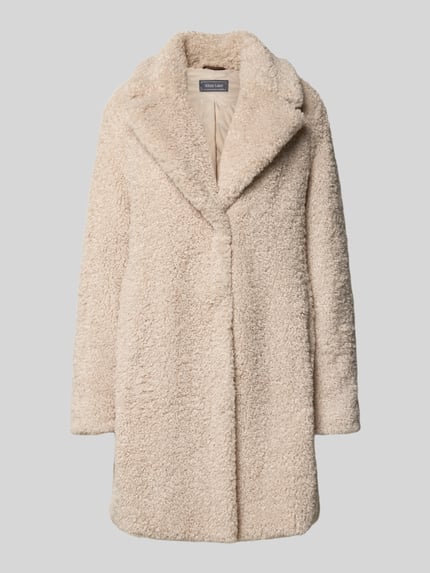 White Label Płaszcz o kroju relaxed fit ze sztucznego futra z kołnierzem z połami Écru 2