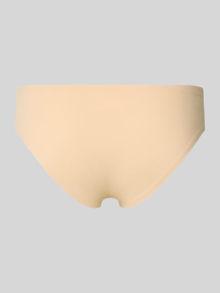 Productfoto, Slip met elastische band van Schiesser, materiaalmix met stretch, nauwsluitend model, effen beige kleur, gladde textuur.