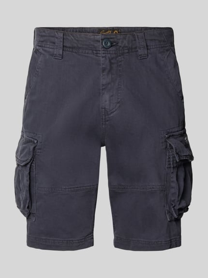 Produktfoto, Straight Fit Shorts mit Cargo-Taschen Modell 'Core' von Superdry in Dunkelblau, Baumwoll-Mix, sichtbare Seitentaschen, strukturierte Oberfläche