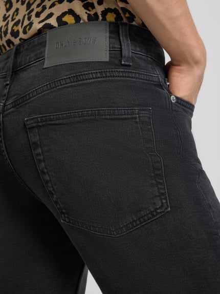 ONLY & SONS Regular Fit Jeansshorts aus Baumwoll-Mix Modell 'PLY' Black 3