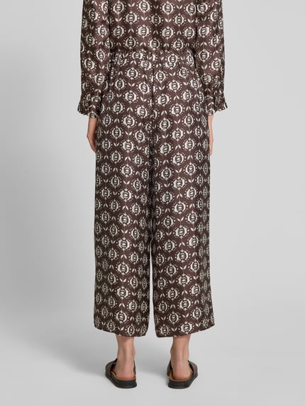 Weekend Max Mara Spodnie materiałowe z czystego jedwabiu model ‘TORTONA’ Ciemnobrązowy 5