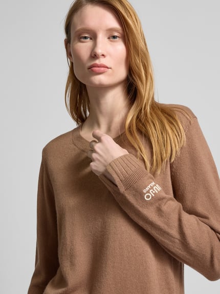 Liu Jo Sport Gebreide pullover met labelstitching Cognac - 3