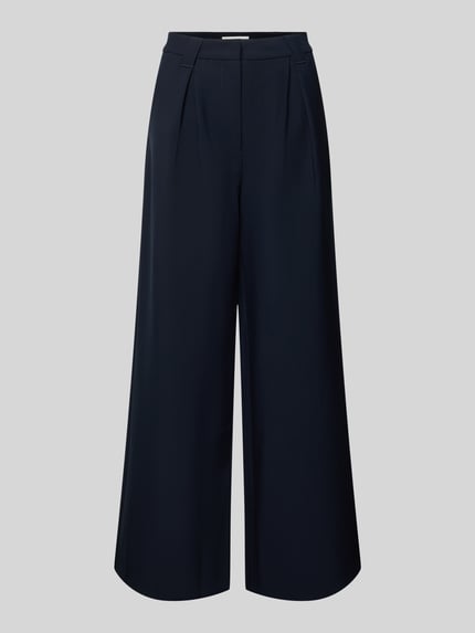 Produktfoto, Wide Leg Hose Modell 'DORINA' von GUIDO MARIA KRETSCHMER WOMAN in Dunkelblau, mit gelegten Falten und glatter Textur