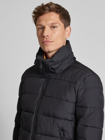 Save The Duck Gewatteerd jack met labeldetail, model 'BORIS’ Marineblauw - 3