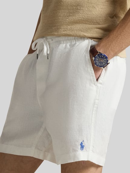 Polo Ralph Lauren Leinenshorts mit Tunnelzugbund und Logo Stitching Offwhite 3