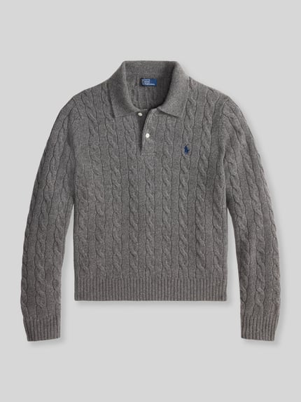 Polo Ralph Lauren Regular Fit Poloshirt aus Woll-Mix mit Kaschmir-Anteil Mittelgrau 2