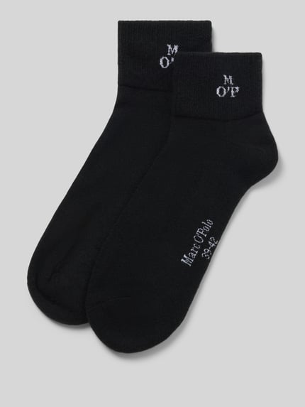 Produktfoto, Socken mit Logo-Schriftzug im 2er-Pack von MARC O'POLO in Schwarz, unifarben, Strukturmuster, Jersey-Material, Logo-Applikation