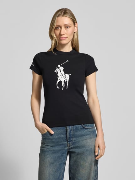 Polo Ralph Lauren slim fit T-shirt van katoenmix BLACK - 4