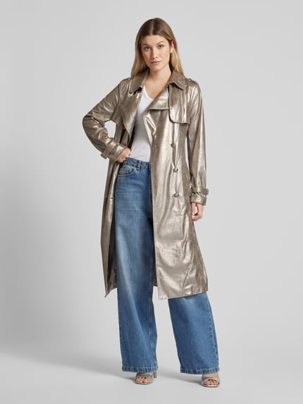 GUESS Trenchcoat mit Taillengürtel Modell 'ADELE' Silber 1