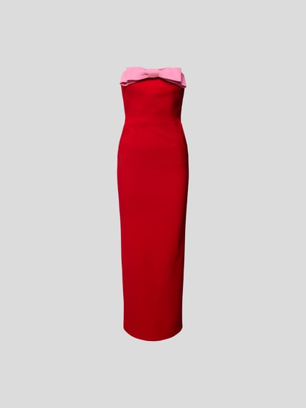 New Arrivals by Ilkyaz Ozel off-shoulderjurk met strikdetail Rood - 2