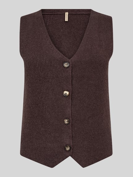 Soyaconcept Regular fit bodywarmer van viscosemix model 'KANITA' Donkerbruin - 2