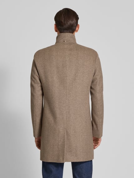 BOSS Slim Fit Wollmantel mit Fischgrätenmuster Modell 'HYDE' Taupe 5