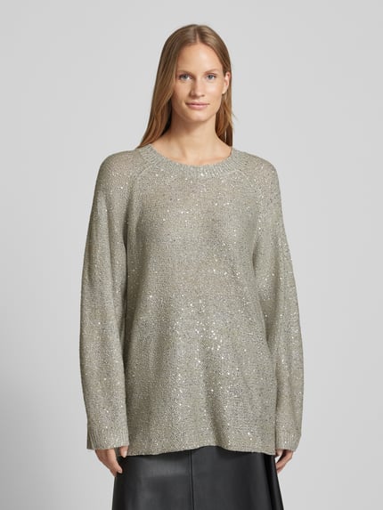 VERO MODA Regular fit gebreide pullover met pailletten, model 'LEILANI' Zilver gemêleerd - 4