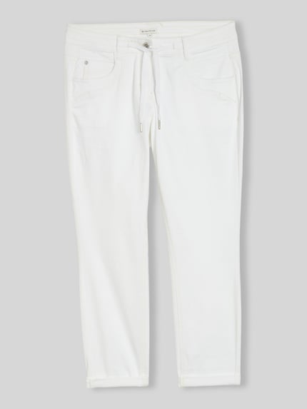 Tom Tailor Tapered broek van katoenmix met tunnelkoord Offwhite - 2