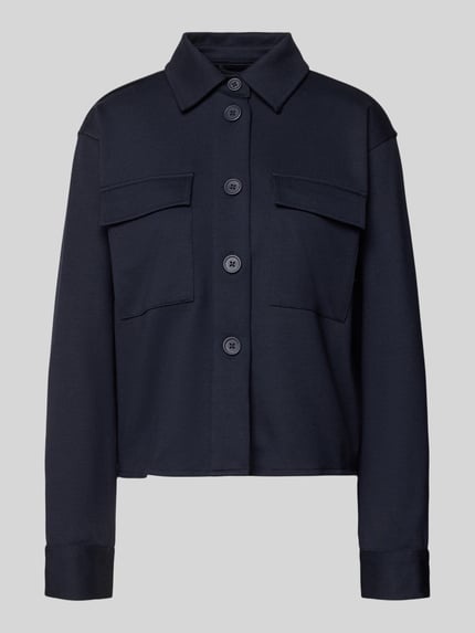 Produktfoto, Regular Fit Blazer mit Brusttaschen von Smith and Soul in Dunkelblau, Knopfleiste, Umlegekragen, Material-Mix mit Viskose-Anteil