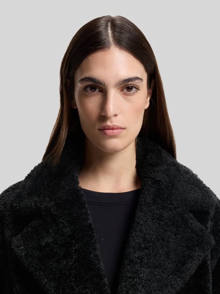 BOSS Orange Regular Fit Teddy-Mantel mit großen Taschen Modell 'CATEDY' Black 3