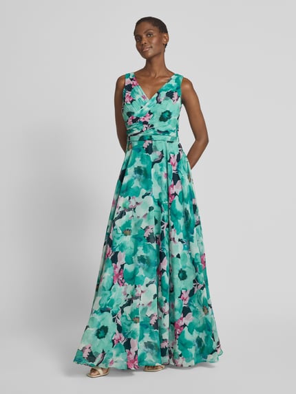 Vera Mont Abendkleid mit V-Ausschnitt Dunkelblau 4