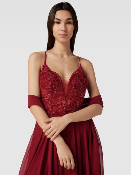 LUXUAR FASHION Sukienka wieczorowa z kwiatową koronką Czerwony 3