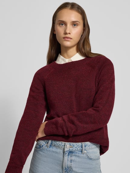 PIECES Regular Fit Strickpullover mit Raglanärmeln Modell 'JULIANA' Dunkelrot 3