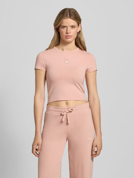 REVIEW T-shirt met motiefstitching Oudroze - 4