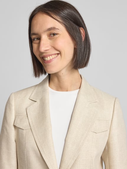 Marc Cain Regular Fit Blazer aus Leinen-Mix mit Pattentaschen Sand 3