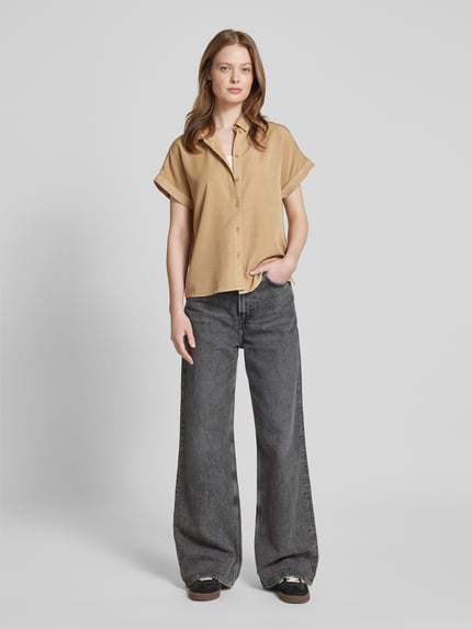 Jake*s Casual Hemdbluse mit Knopfleiste Sand 1