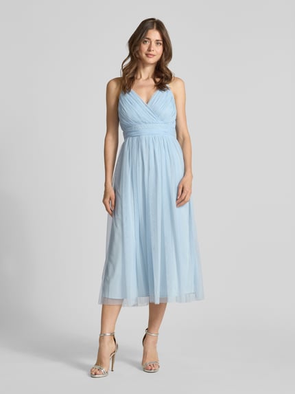 Lace & Beads Cocktailkleid mit Spaghettiträgern Hellblau 4