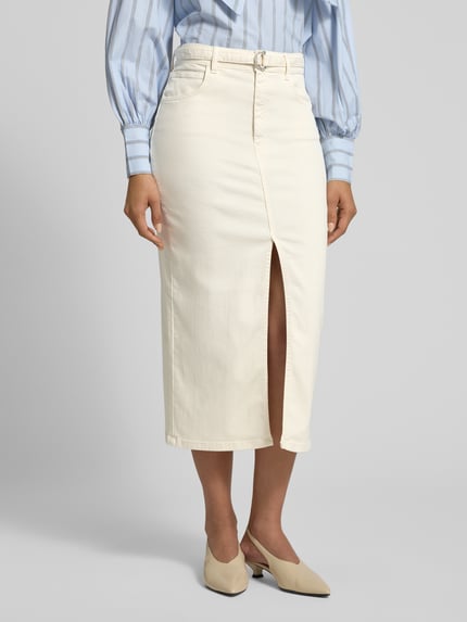 Marella Jeansrock mit Gehschlitz und Gürtel Modell 'MOCA' Weiss 4