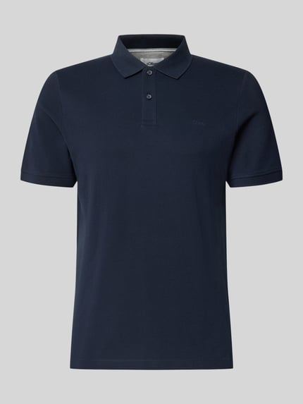 Produktfoto, granatowa koszulka polo z bawełny, jednolity kolor, klasyczny kołnierzyk, Regular Fit Poloshirt aus reiner Baumwolle von s.Oliver RED LABEL
