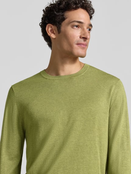 MCNEAL Strickpullover mit geripptem Rundhalsausschnitt Oliv Melange 3