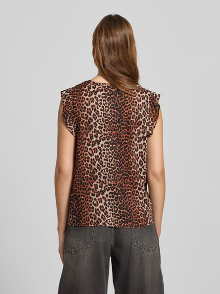 PIECES Regular fit blousetop met kapmouwen, model 'NYA' Middenbruin - 5