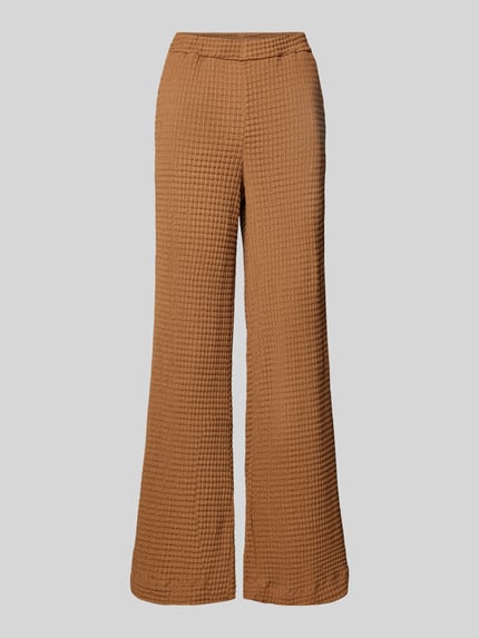 Jake*s Collection Flared stoffen broek met structuurmotief Middenbruin - 2