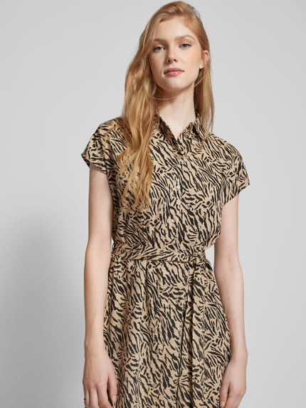 PIECES Midikleid mit Allover-Print Modell 'NYA' Sand 3