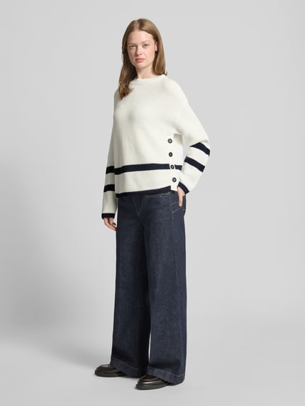 Oui Gebreide pullover met ronde hals, model 'VINIAH' Wit - 1
