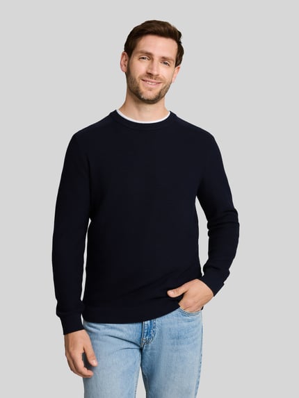 Tom Tailor Regular Fit Pullover mit Crew Neck Kragen Marine 4