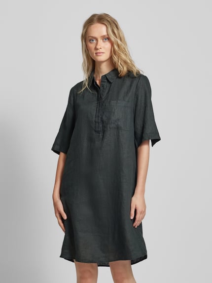 OPUS Knielanges Leinenkleid mit 1/2-Arm Modell 'Walmari' Dunkelgruen 4