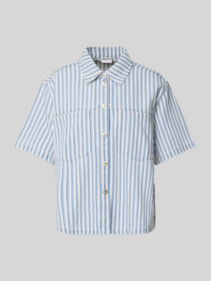 Jake*s Casual Bluzka koszulowa o kroju regular fit z rękawem o dł. 1/2 Jeansowy niebieski 2