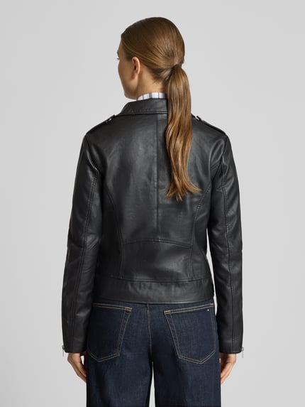 VILA Bikerjack in leerlook, model 'Cara' Zwart - 5