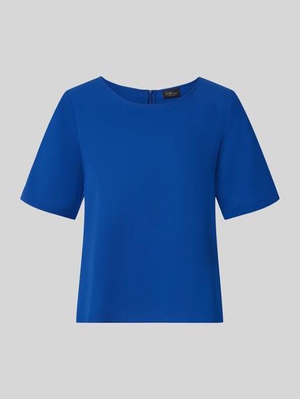 Produktfoto, Regular Fit blouse met korte mouwen met boothals van s.Oliver BLACK LABEL, effen felblauw, gladde textuur, Dames.